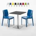Pistachio Set Made of a 60x60cm Black Square Table and 2 Colourful Ice Chairs Promotion