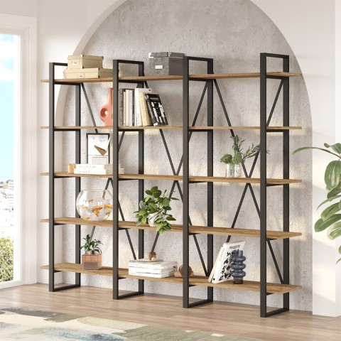 Modern design wall mounted bookcase metal wood shelves 220x34x180cm Batuan Promotion