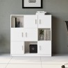 Kaspar Multi-Purpose Office Cabinet with 6 Doors, White, 120x38x122cm Sale
