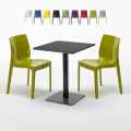 Licorice Set Made of a 60x60cm Black Square Table and 2 Colourful Ice Chairs Promotion