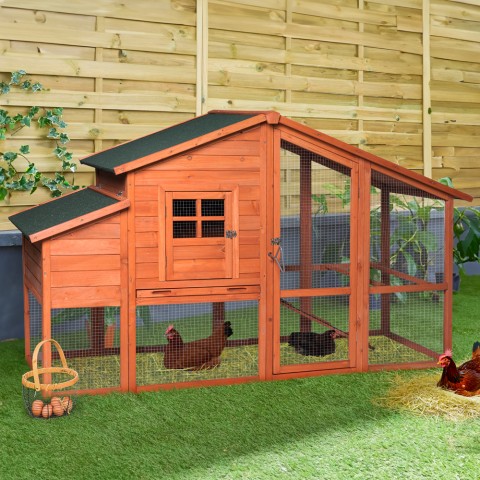 Chicken coop for hens in prefabricated wooden garden 198x75x116 Ciky Promotion