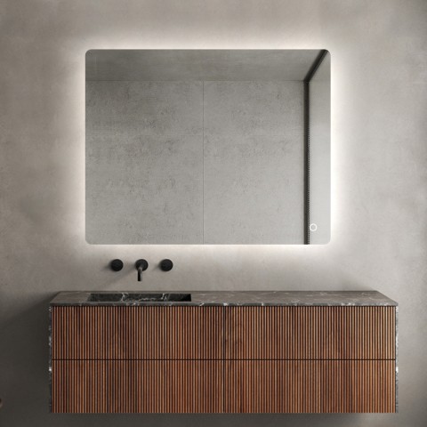 Rectangular bathroom mirror 60x80cm backlit LED lights Strokkur M. Promotion
