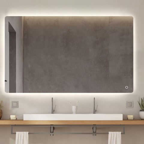 Bathroom Mirror 130x80cm Backlit LED Lights Design Strokkur XXL Promotion