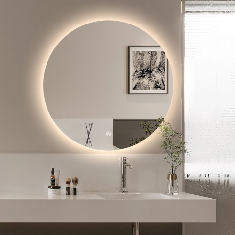 Mirror with led lights for bathroom round 60cm backlit Rotorua M Promotion