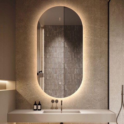 Oval LED Bathroom Mirror 50x100cm Backlit Design Konughs L Promotion