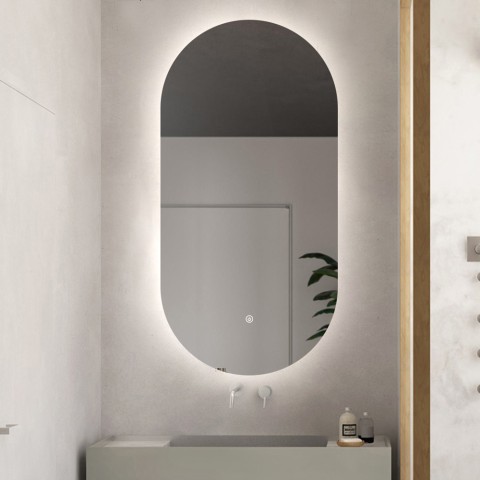 Oval Backlit LED Bathroom Mirror 60x100cm Modern Konughs XL Promotion