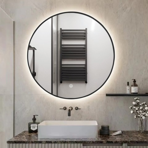 Bathroom LED mirror round 80cm backlit frame Laugarv XL Promotion