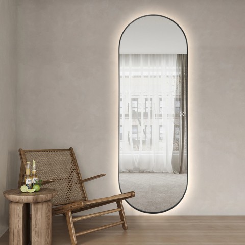Mirror oval wall living room 65x170cm backlit frame Reyk Promotion