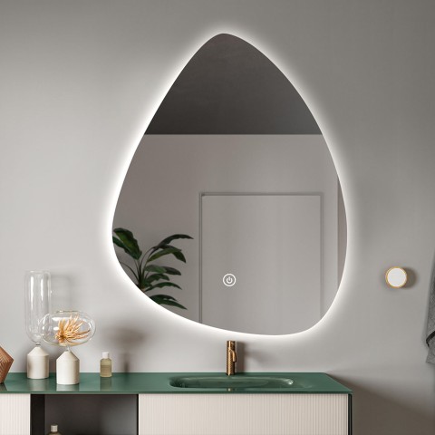 Backlit LED Design Drop-shaped Bathroom Mirror 70x90cm Vmidur XL Promotion