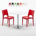 HAZELNut Set Made of a 60x60cm White Square Table and 2 Colourful Paris Chairs Promotion