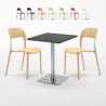 Pistachio Set Made of a 60x60cm Black Square Table and 2 Colourful Restaurant Chairs On Sale