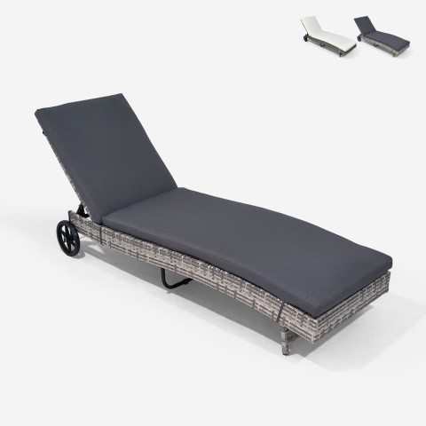 Sunbed lounger reclining garden in rattan with wheels Hooma Promotion
