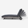 Sunbed lounger reclining garden in rattan with wheels Hooma Catalog
