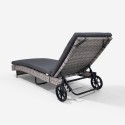 Sunbed lounger reclining garden in rattan with wheels Hooma Price