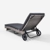 Sunbed lounger reclining garden in rattan with wheels Hooma Price