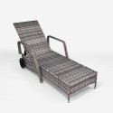 Garden pool sun lounger in rattan with wheels and armrests Kanani Discounts