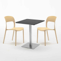 Pistachio Set Made of a 60x60cm Black Square Table and 2 Colourful Restaurant Chairs Model