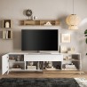 Clere Modern White Wood TV Stand with Drawer and 2 Doors, 241x42x67cm Measures