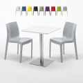 HAZELNut Set Made of a 60x60cm White Square Table and 2 Colourful Ice Chairs Promotion