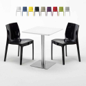 HAZELNut Set Made of a 60x60cm White Square Table and 2 Colourful Ice Chairs Discounts