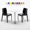 HAZELNut Set Made of a 60x60cm White Square Table and 2 Colourful Ice Chairs Discounts