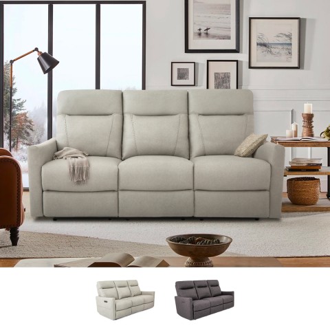 Sofa 3 seats electric recliner relax 2 USB in leatherette Jovit Promotion