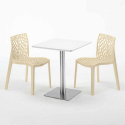 HAZELNut Set Made of a 60x60cm White Square Table and 2 Colourful Gruvyer Chairs Cheap