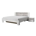 White Wooden Double Bed 160x200 with Slatted Frame and 2 Nightstands Indra Promotion