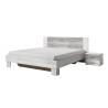 White Wooden Double Bed 160x200 with Slatted Frame and 2 Nightstands Indra Promotion