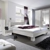 White Wooden Double Bed 160x200 with Slatted Frame and 2 Nightstands Indra On Sale