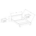 White Wooden Double Bed 160x200 with Slatted Frame and 2 Nightstands Indra Sale