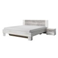 Queen Bed 180x200 with Slatted Base and 2 White Wooden Nightstands Mosnay Promotion