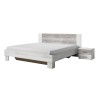 Queen Bed 180x200 with Slatted Base and 2 White Wooden Nightstands Mosnay Promotion