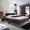 Queen Size Bed 160x200 with 2 Black Oak Nightstands and Slatted Base Kivel On Sale