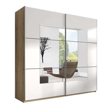 Wardrobe bedroom 221x61x210cm sliding doors mirror Vilriour Promotion