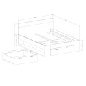 Queen Size Bed 180x200cm with Storage Drawer and Slatted Base Raina Discounts