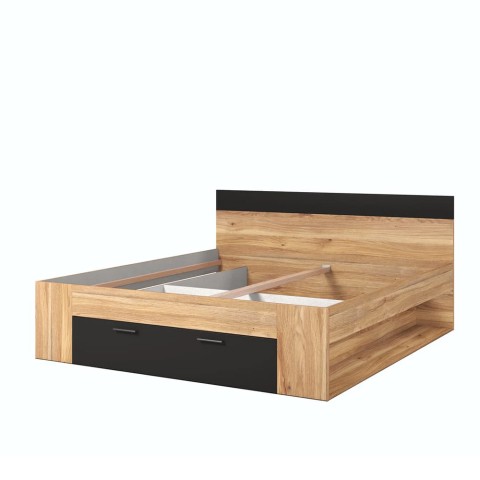Queen Size Bed 180x200cm with Storage Drawer and Slatted Base Raina Promotion