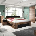 Oak Wood King Size Bed 180x200 with Storage and Slatted Base Tosny On Sale