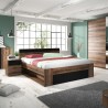 Oak Wood King Size Bed 180x200 with Storage and Slatted Base Tosny On Sale