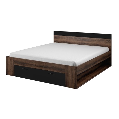 Oak Wood King Size Bed 180x200 with Storage and Slatted Base Tosny Promotion