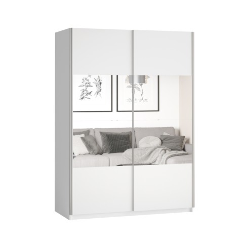 Wardrobe Bedroom White Sliding Mirror Doors 120x61x210 Many Promotion