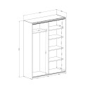 Olette White Wardrobe 150x61x210 with Sliding Mirror Doors Discounts