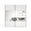 Sidey White Bedroom Wardrobe with Sliding Mirror Doors 180x61x210 Offers