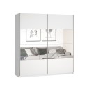 Sidey White Bedroom Wardrobe with Sliding Mirror Doors 180x61x210 Promotion
