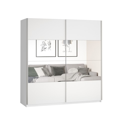 White wardrobe bedroom sliding doors mirror 180x60x210 Sidey Promotion