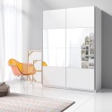 Sidey White Bedroom Wardrobe with Sliding Mirror Doors 180x61x210 On Sale