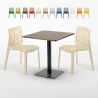 Melon Set Made of a 70x70cm Wooden Square Table and 2 Colourful Gruvyer Chairs Offers