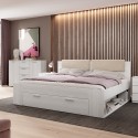Lamonthe Queen Storage Bed in Bleached Oak Wood 160x200 cm On Sale