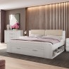 Lamonthe Queen Storage Bed in Bleached Oak Wood 160x200 cm On Sale