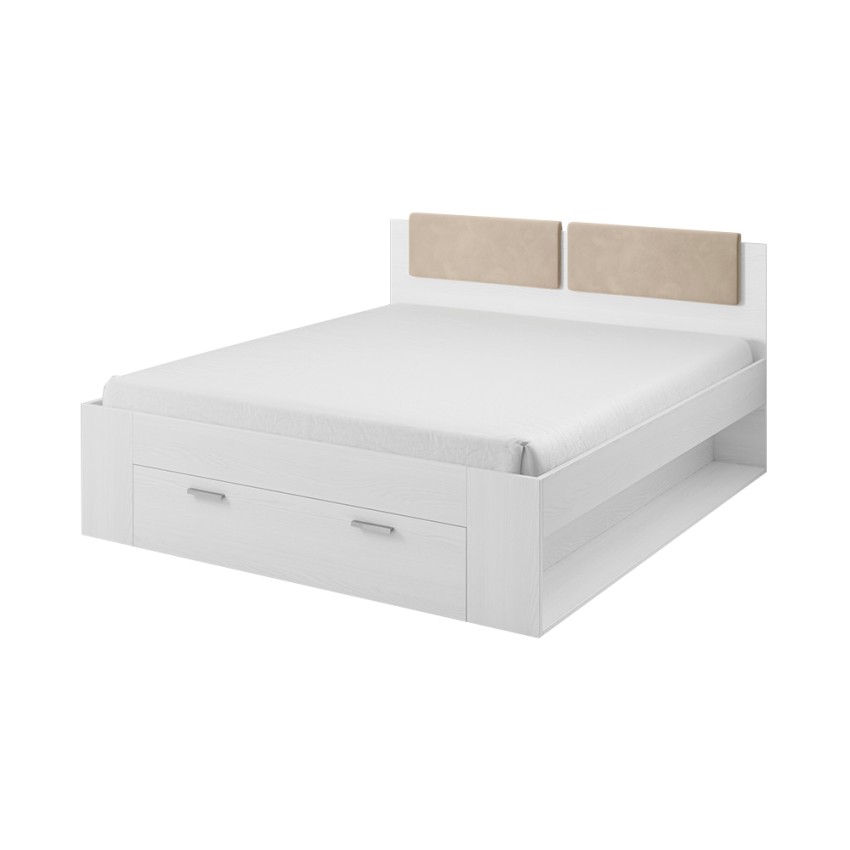 Lamonthe Queen Storage Bed in Bleached Oak Wood 160x200 cm Promotion